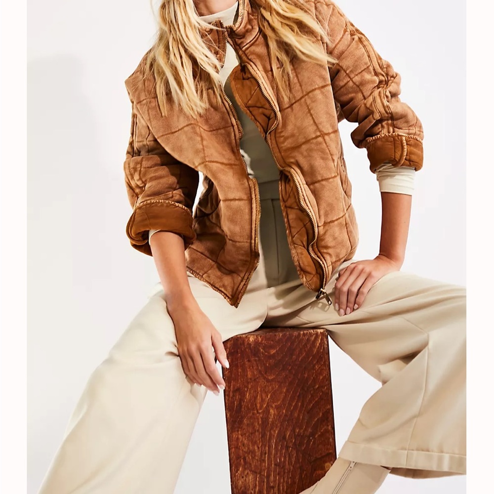 NWT FREE PEOPLE DOLMAN QUILTED JACKET - TOASTED COCONUT
